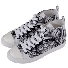 Drawing Samurai Tattoo Sketch Japanese Samurai Women s Mid-top Canvas Sneakers by Sudhe