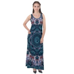 Marbels Glass And Paint Love Mandala Decorative Sleeveless Velour Maxi Dress by pepitasart