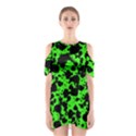 Black and Green Leopard Style Paint Splash Funny Pattern Shoulder Cutout One Piece Dress View1