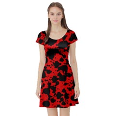 Black And Red Leopard Style Paint Splash Funny Pattern Short Sleeve Skater Dress by yoursparklingshop