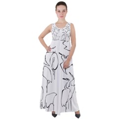 Katsushika Hokusai, Egrets From Quick Lessons In Simplified Drawing Empire Waist Velour Maxi Dress by Valentinaart