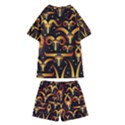 Stylised Horns Black Pattern Kids  Swim Tee and Shorts Set View2