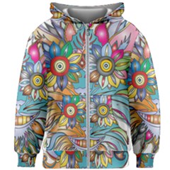 Anthropomorphic Flower Floral Plant Kids  Zipper Hoodie Without Drawstring by HermanTelo