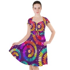 Abstract Background Spiral Colorful Cap Sleeve Midi Dress by HermanTelo