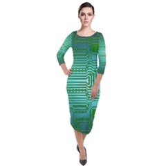 Board Conductors Circuits Quarter Sleeve Midi Velour Bodycon Dress by HermanTelo