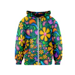 Floral Paisley Background Flower Green Kids  Zipper Hoodie by HermanTelo