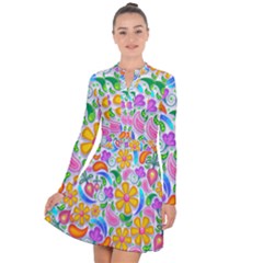 Floral Paisley Background Flower Yellow Long Sleeve Panel Dress by HermanTelo