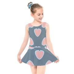 Hearts Love Blue Pink Green Kids  Skater Dress Swimsuit by HermanTelo