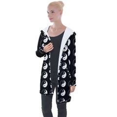 Yin Yang Pattern Longline Hooded Cardigan by Valentinaart