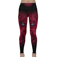 Monster Red Eyes Aggressive Fangs Ghost Classic Yoga Leggings by HermanTelo