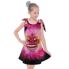 Monster Pink Eyes Aggressive Fangs Kids  Tie Up Tunic Dress