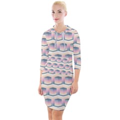 Seamless Pattern Background Cube Quarter Sleeve Hood Bodycon Dress by HermanTelo