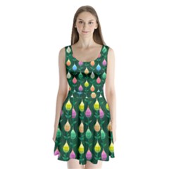 Tulips Seamless Pattern Background Split Back Mini Dress  by HermanTelo