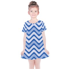 Waves Wavy Lines Kids  Simple Cotton Dress by HermanTelo