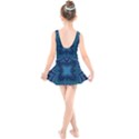 Blue Geometric Flower Dark Mirror Kids  Skater Dress Swimsuit View2