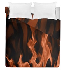 Smoke Flame Abstract Orange Red Duvet Cover Double Side (queen Size) by HermanTelo