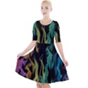 Smoke Rainbow Colors Colorful Fire Quarter Sleeve A-Line Dress View1