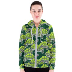 Seamless Turtle Green Women s Zipper Hoodie by HermanTelo