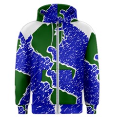 Globe Drawing Earth Ocean Men s Zipper Hoodie by HermanTelo