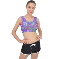 Circle Colorful Pattern Background V-back Sports Bra by HermanTelo