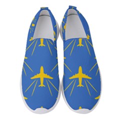 Aircraft Texture Blue Yellow Women s Slip On Sneakers by HermanTelo