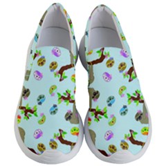 Sloth Aqua Blue Cute Cartoon Tile Green Women s Lightweight Slip Ons by HermanTelo