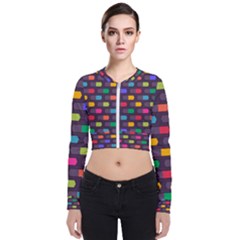 Background Colorful Geometric Long Sleeve Zip Up Bomber Jacket by HermanTelo