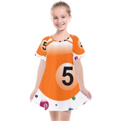 Billiard Ball Ball Game Pink Orange Kids  Smock Dress by HermanTelo