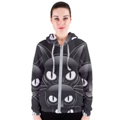 Grey Eyes Kitty Cat Women s Zipper Hoodie by HermanTelo