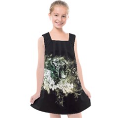 Awesome Tiger With Flowers Kids  Cross Back Dress by FantasyWorld7