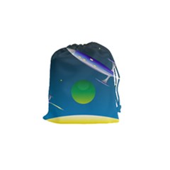 Rocket Spaceship Space Drawstring Pouch (small) by HermanTelo