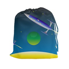 Rocket Spaceship Space Drawstring Pouch (xxl) by HermanTelo