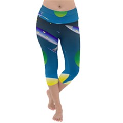 Rocket Spaceship Space Lightweight Velour Capri Yoga Leggings by HermanTelo