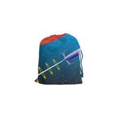 Rocket Spaceship Space Galaxy Drawstring Pouch (xs) by HermanTelo