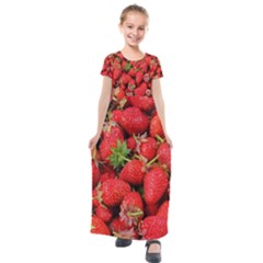 Strawberries Kids  Short Sleeve Maxi Dress by TheAmericanDream