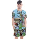 Zoo Animals Peacock Lion Hippo Men s Mesh Tee and Shorts Set View1