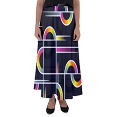 Background Abstract Semi Circles Flared Maxi Skirt by Pakrebo