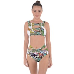 Zoo Animals Peacock Lion Hippo Bandaged Up Bikini Set  by Pakrebo