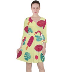 Watermelon Leaves Strawberry Ruffle Dress by Pakrebo