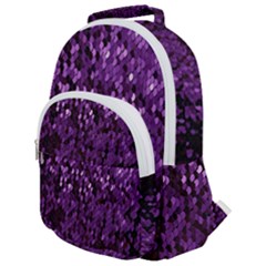 Sequins  White Purple Rounded Multi Pocket Backpack by Pakrebo