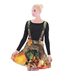 Pumpkin Vegetables Autumn Suspender Skater Skirt by Pakrebo