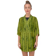 Fern Texture Nature Leaves Half Sleeve Chiffon Kimono by Nexatart