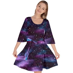 Background Space Planet Explosion Velour Kimono Dress by Nexatart