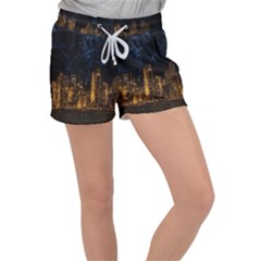 Architecture Buildings City Women s Velour Lounge Shorts by Pakrebo