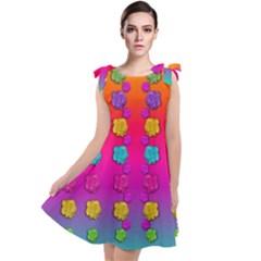 Roses In  Stunning Rainbows Tie Up Tunic Dress by pepitasart