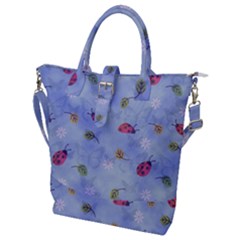 Ladybug Blue Nature Buckle Top Tote Bag by HermanTelo