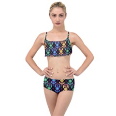 Pattern Background Bright Blue Layered Top Bikini Set by HermanTelo