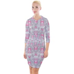 Seamless Pattern Background Quarter Sleeve Hood Bodycon Dress by HermanTelo