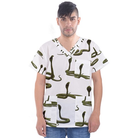 Snake Cobra Reptile Poisonous Men s V-neck Scrub Top by HermanTelo