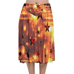 Star Radio Light Effects Magic Velvet Flared Midi Skirt by HermanTelo